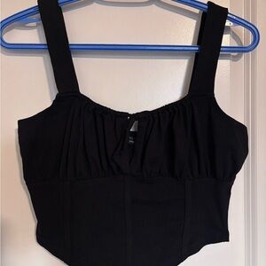 ASOS corset style milk maid tie front cropped tank in black